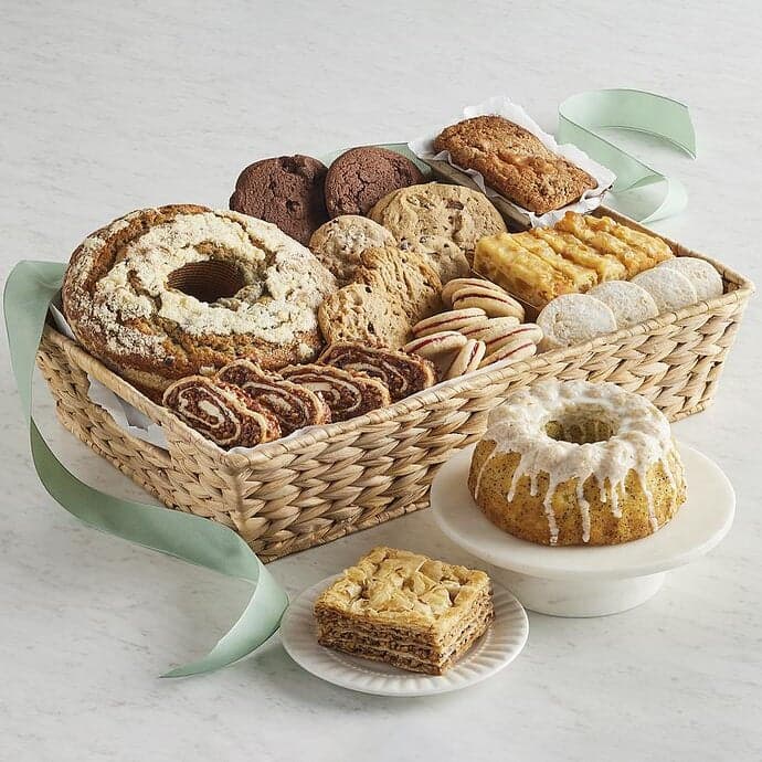 A deluxe bakery tray of assorted pastries laid out to choose from