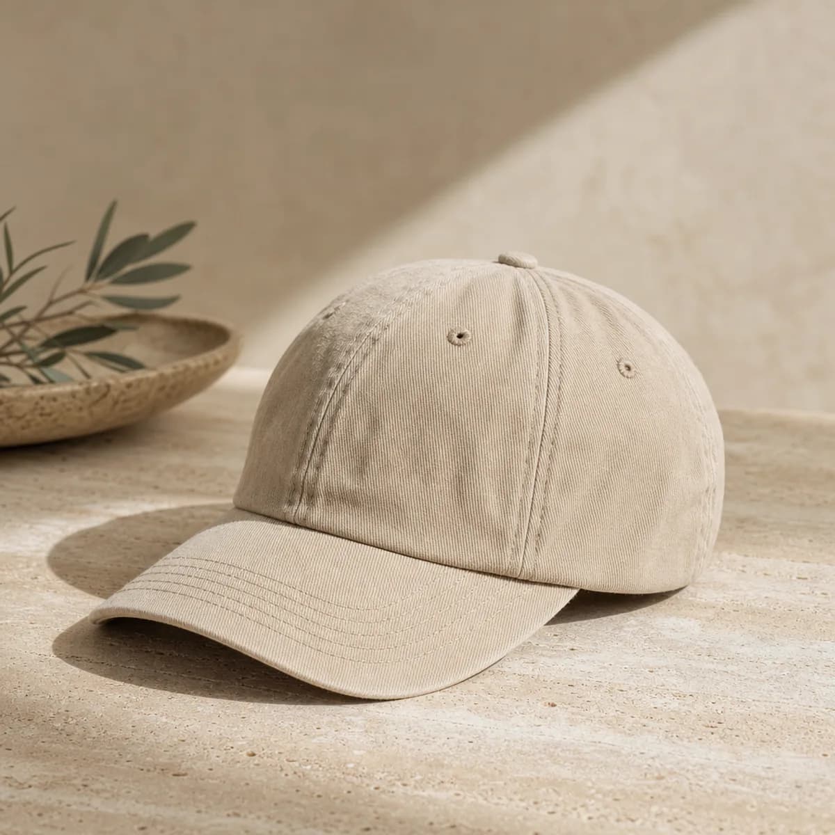 Six-Panel Cap in Washed Sand